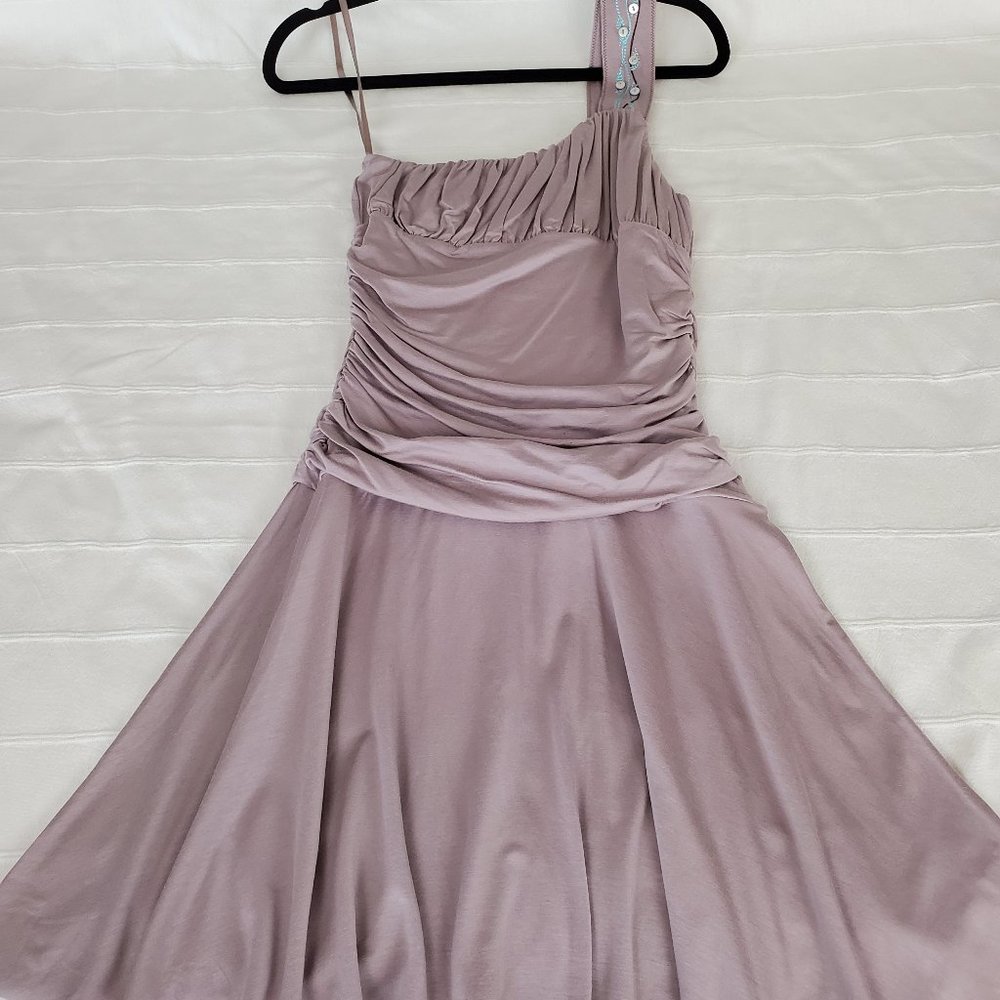 Free People Ruched One Shoulder Tan Sexy Dress